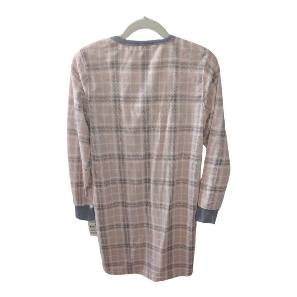 Charter Club Women's Size Small Pink/White/Grey Plaid Nightshirt. - Picture 2 of 6